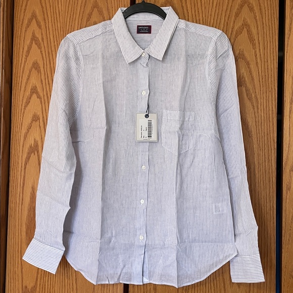 UNTUCKit Tops - UNTUCKit White & Blue Pinstripe Shirt